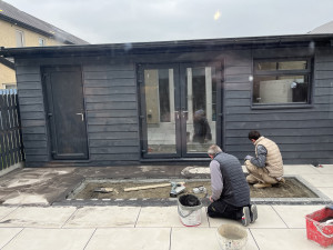 Porcelain tiling by Garden Haven Rooms in front of Firhouse, Garden Room, South County Dublin