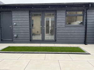 Finished garden room with external tiling by Garden Haven Rooms in Firhouse, South County Dublin